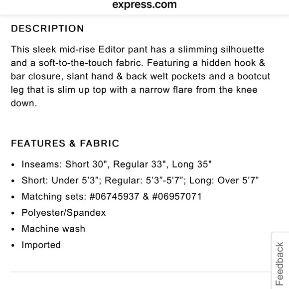 Express Editor Mid-rise bootcut black pinstripe pants size 2 Short - Picture 3 of 7